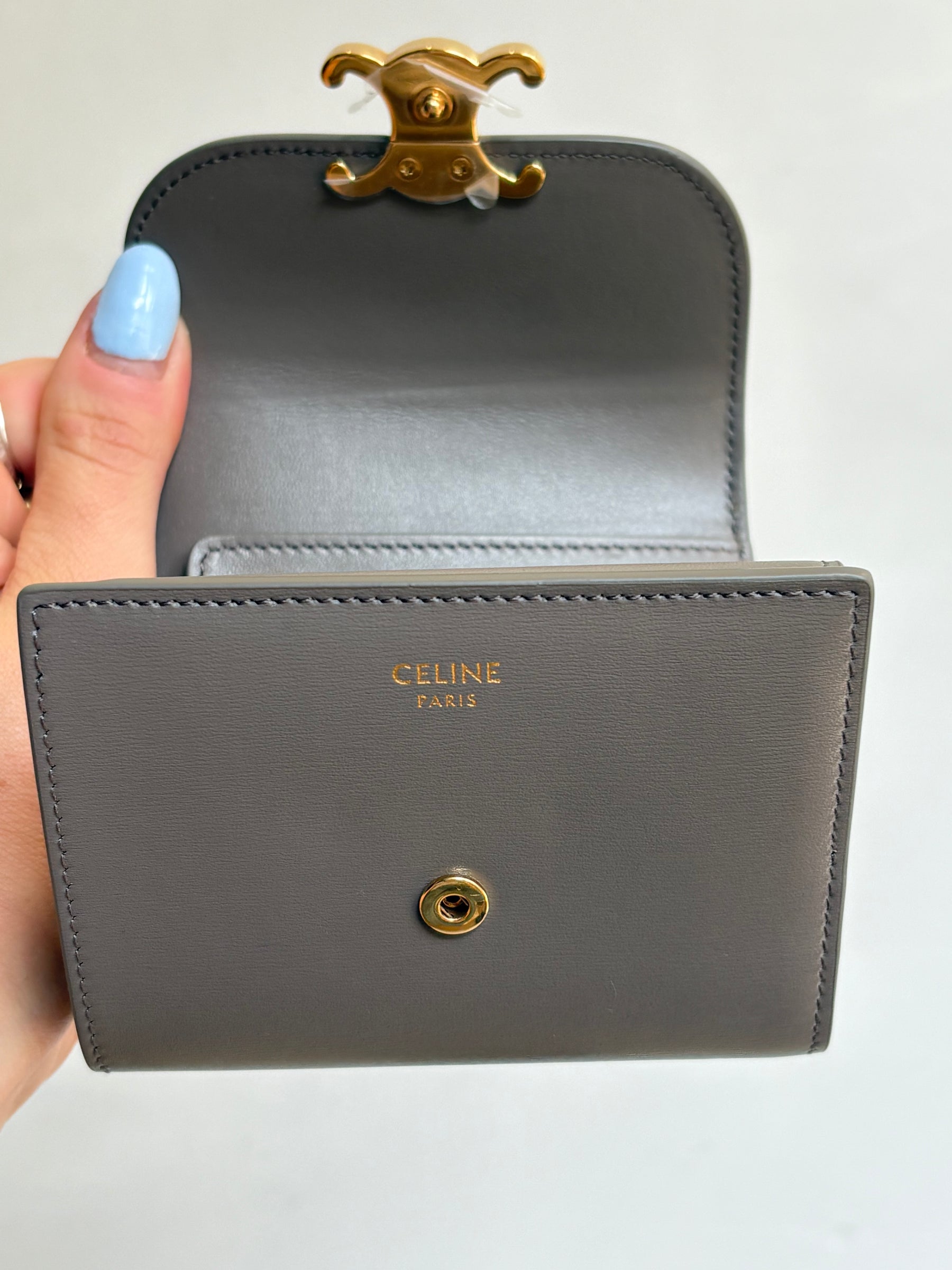 Celine Triomphe Trifold Wallet Taupe