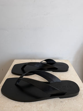 A.EMERY Black Leather Thongs, 38