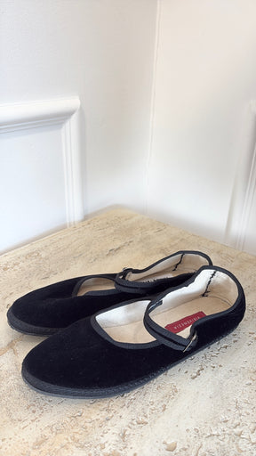 ViBi VENEZiA Black Velvet Mary Jane Flats, 40
