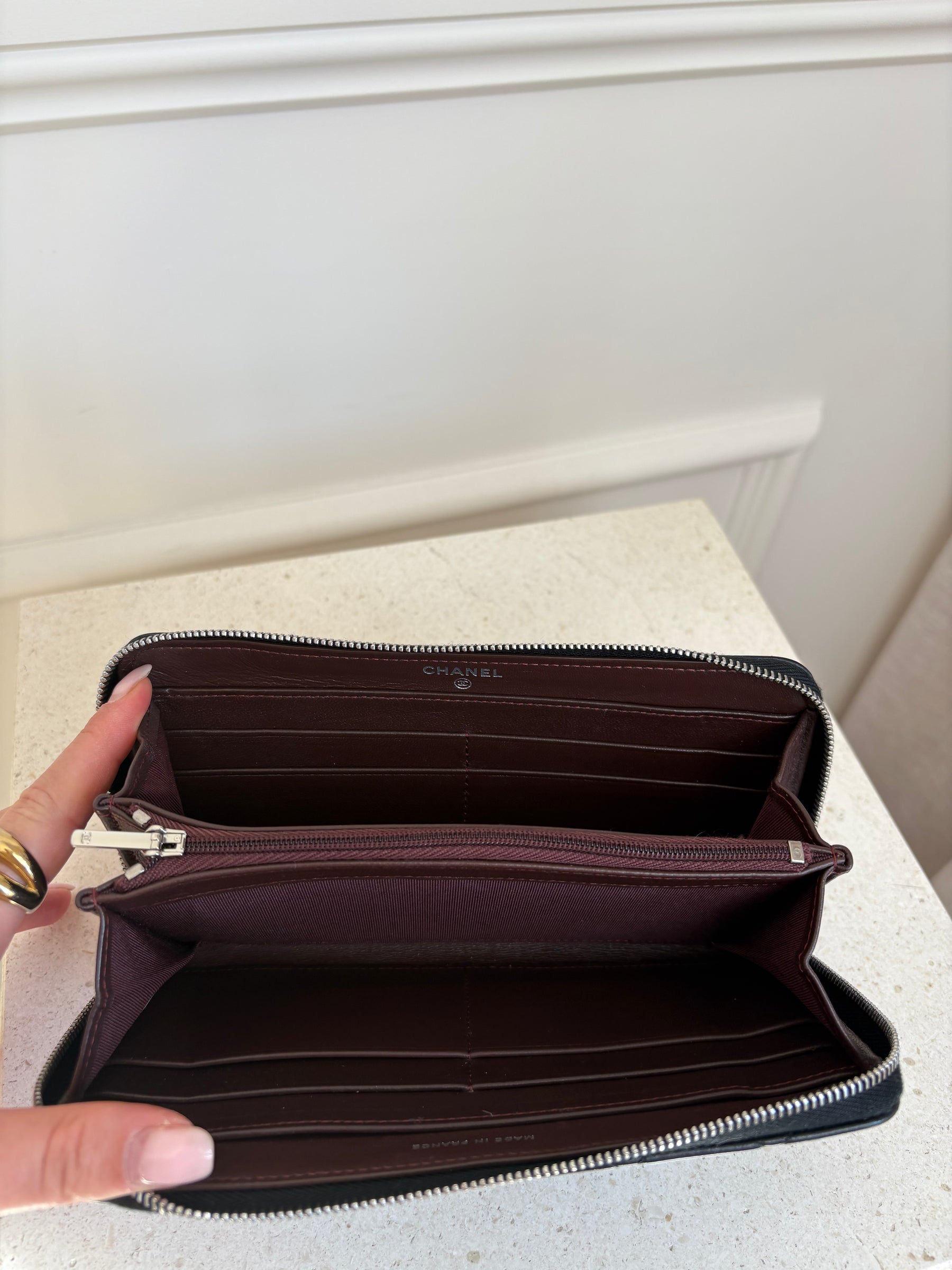 Chanel Black Lambskin Leather Classic Zipped Wallet