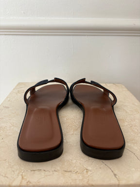 Hermès Indigo Denim Oran Slides, 36