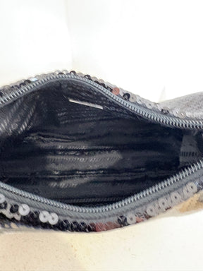 Prada Black Sequin Logo Re-edition Shoulder Bag