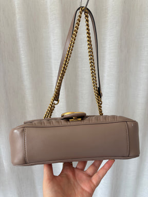 Gucci Dark Beige Quilted Leather Medium Marmont Shoulder Bag