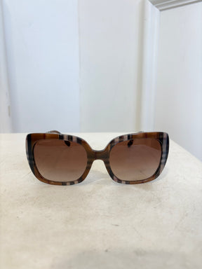 Burberry Square Frame Check Sunglasses Brown