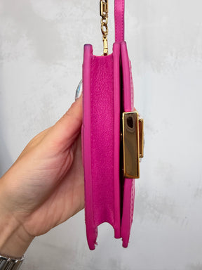 Versace Pink Leather Greca Goddess Chain Mini Wallet