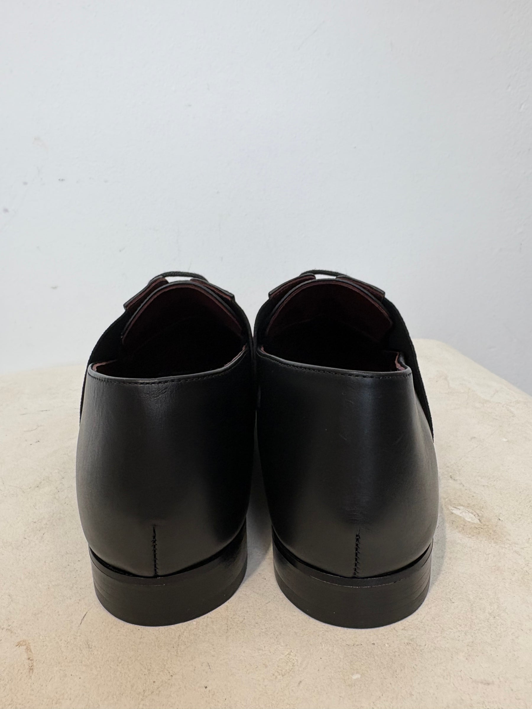 Chanel Black Leather Laced Slip on Flats, 37 C