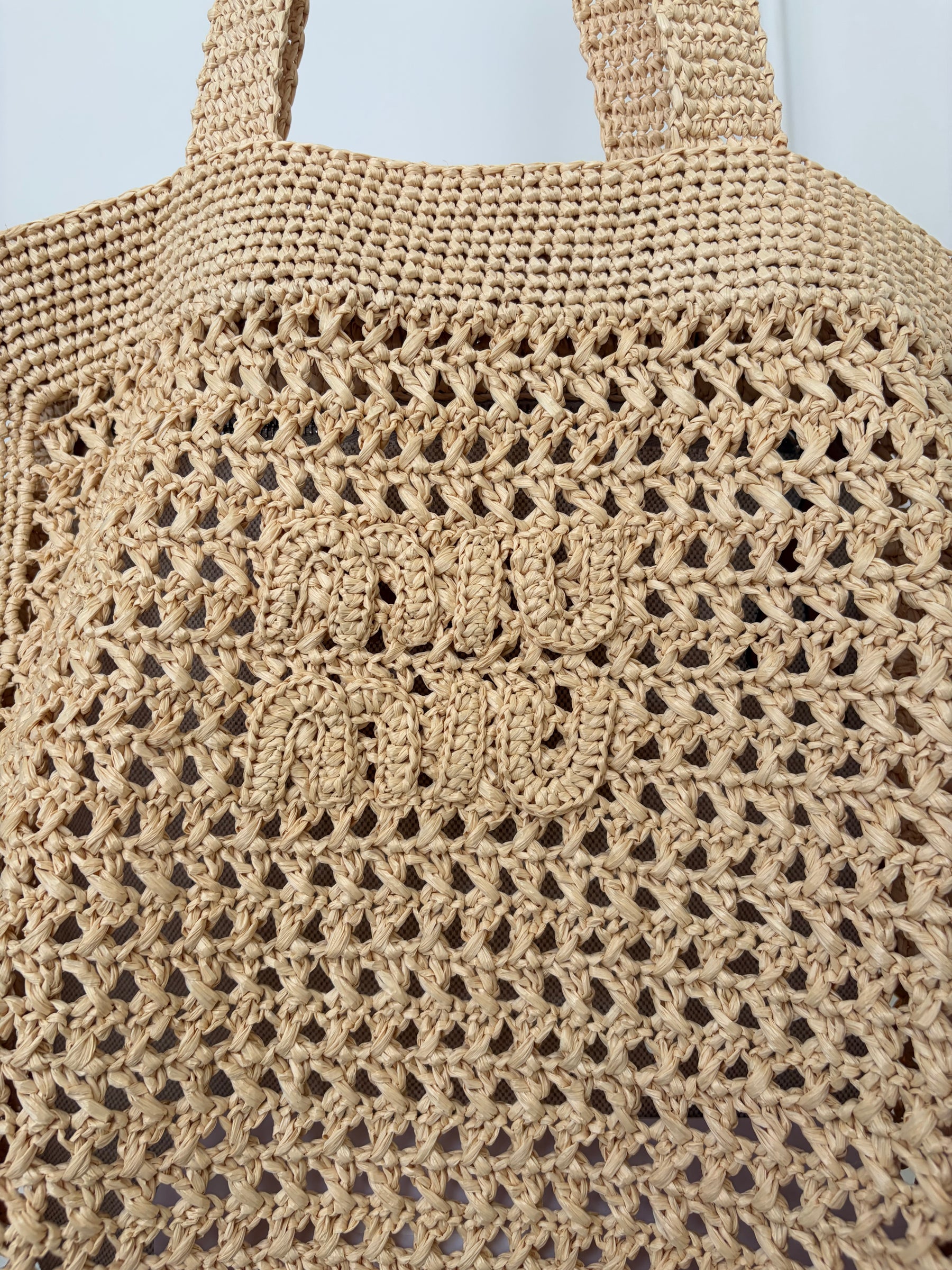 Miu Miu Raffia Logo Tote