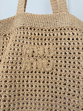 Miu Miu Raffia Logo Tote