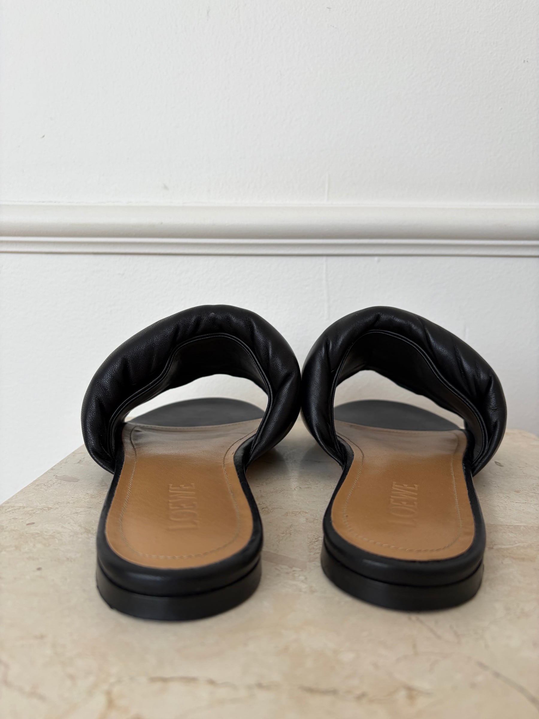 Loewe Anagram Padded Slides Black, 39