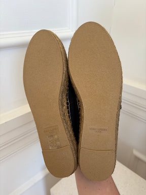 Saint Laurent Black Canvas Logo Espadrilles, 38.5