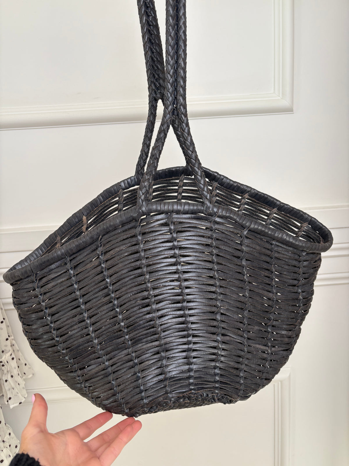 dragon diffusion Charcoal Woven Leather Basket Bag