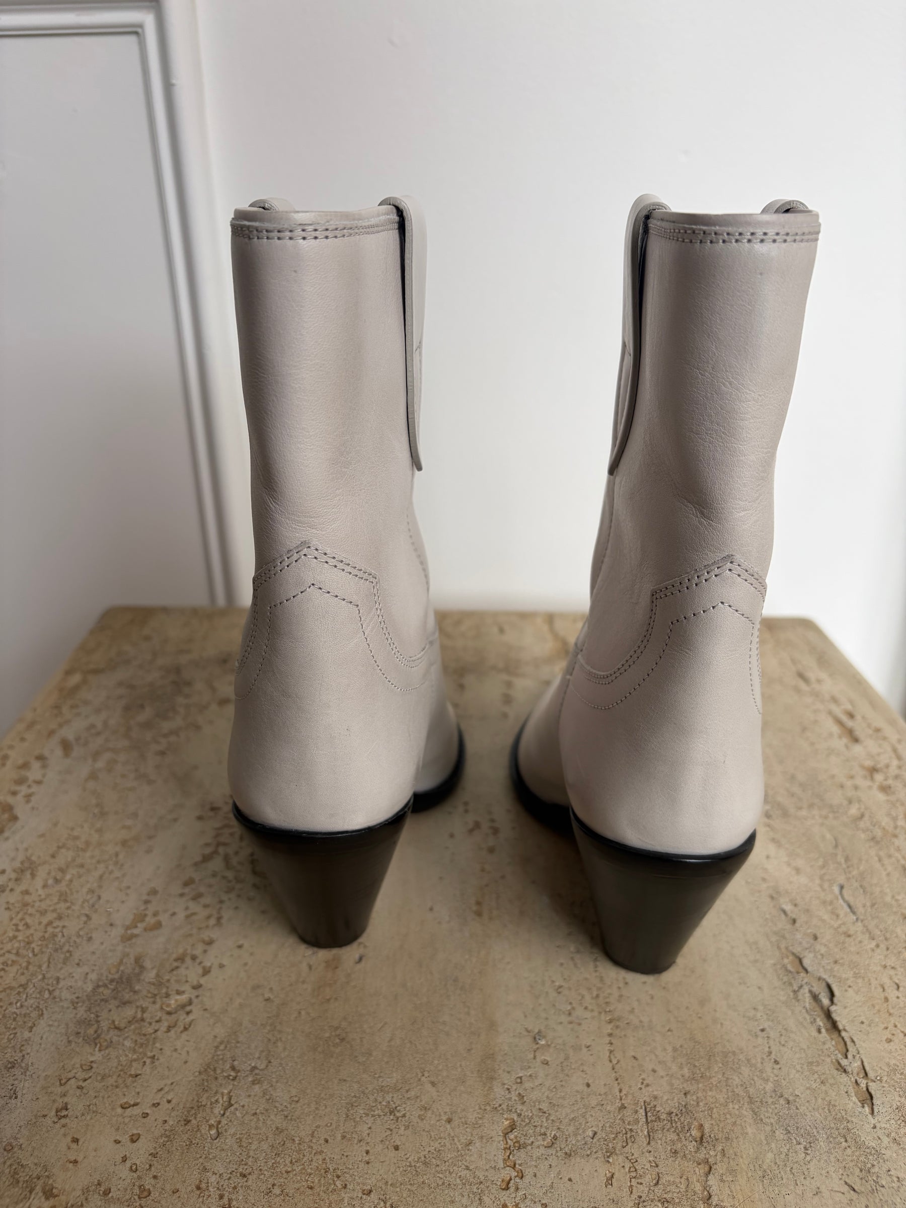 Isabel Marant Chalk Leather Cowboy Boot, 41