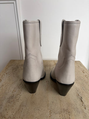 Isabel Marant Chalk Leather Cowboy Boot, 41