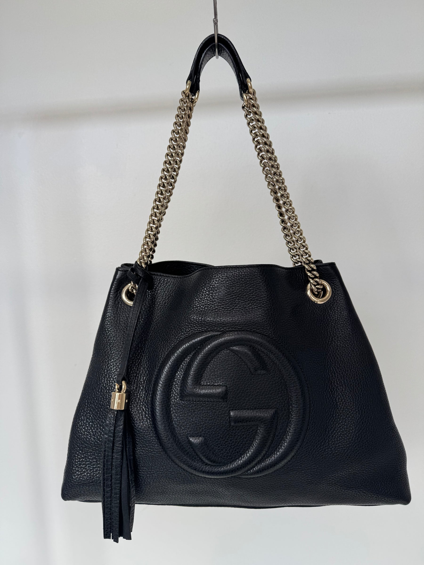 Gucci Soho Leather Chain Tote Bag Black