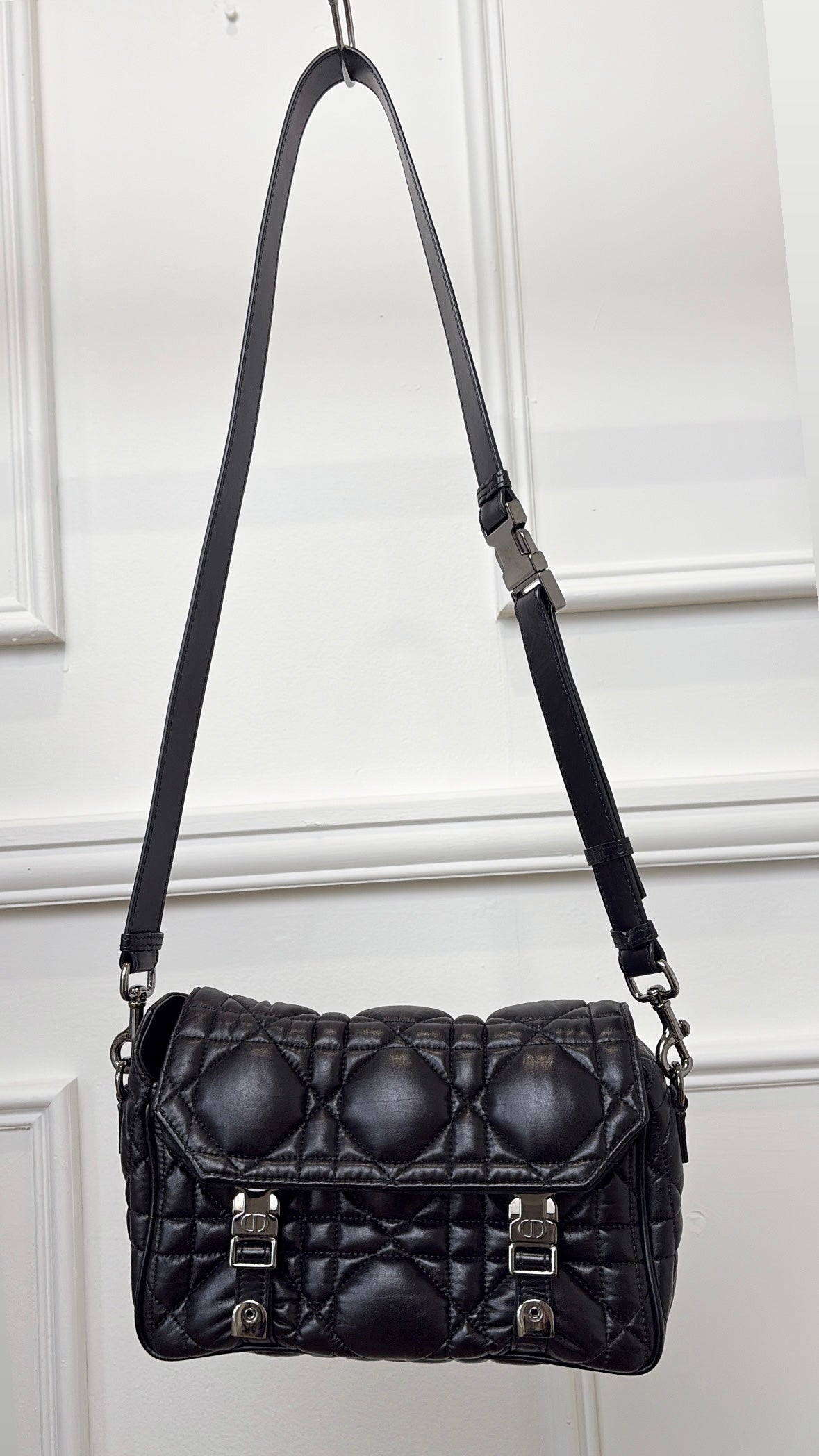 Dior Black Cannage Leather Diorcamp Messenger Bag