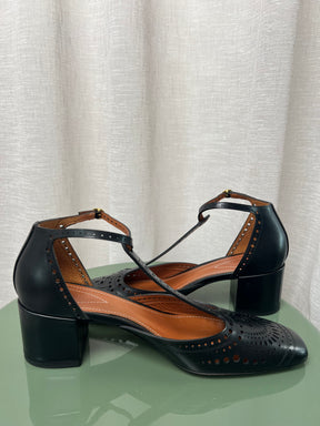 Zimmeramann Black Perforated Leather Block Heels, 41