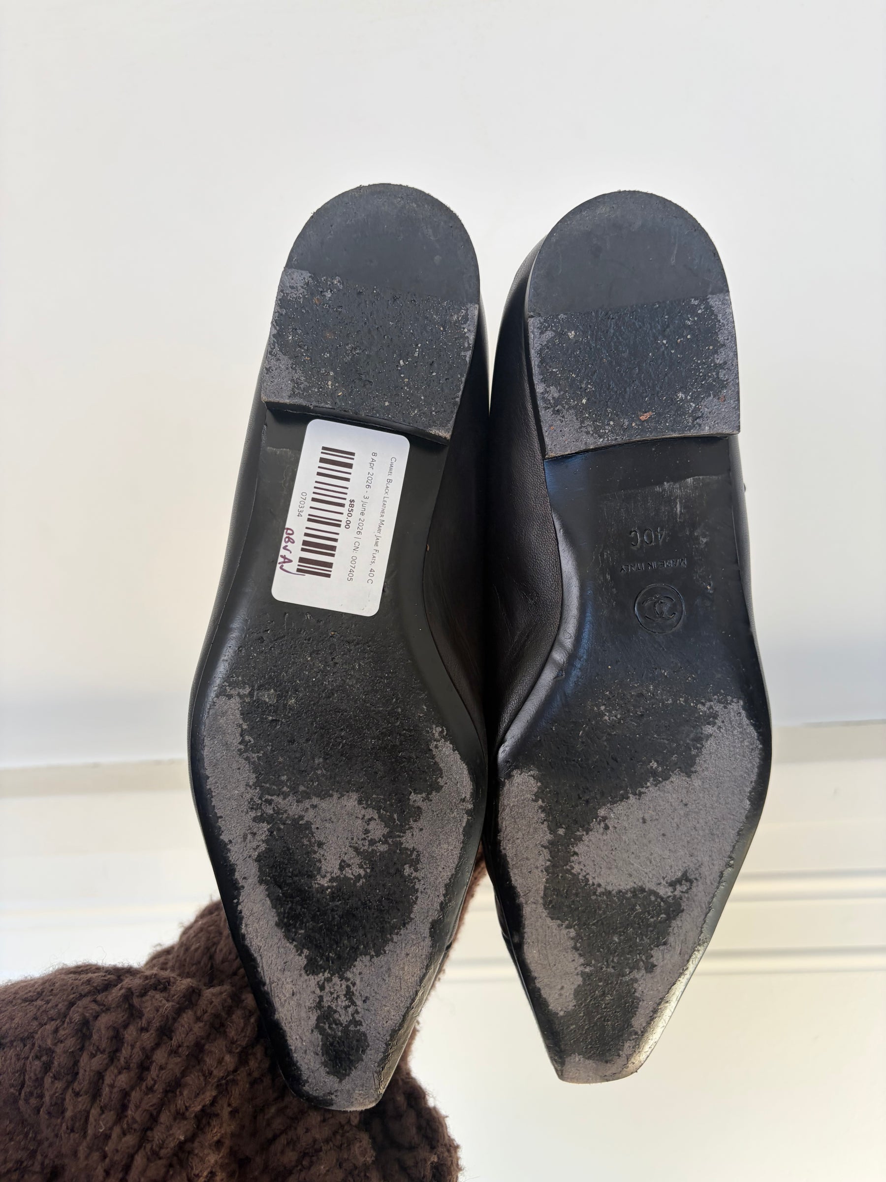 Chanel Black Leather Mary Jane Flats, 40 C