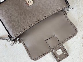 Fendi Dove Grey Calf Leather Baguette Bag