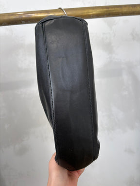 Prada Black Leather Acrylic Handle Shoulder Bag