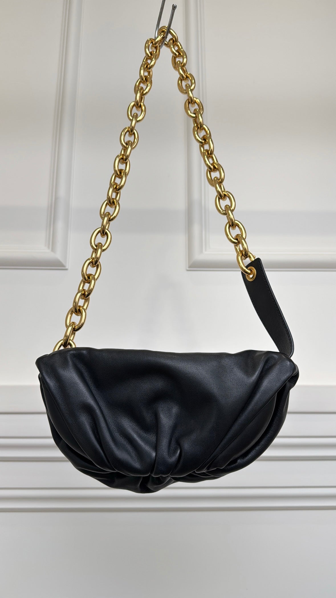 Bottega Veneta Black Leather Pouch Chain Belt Bag