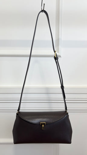 Totême Brown T-Lock Small leather clutch