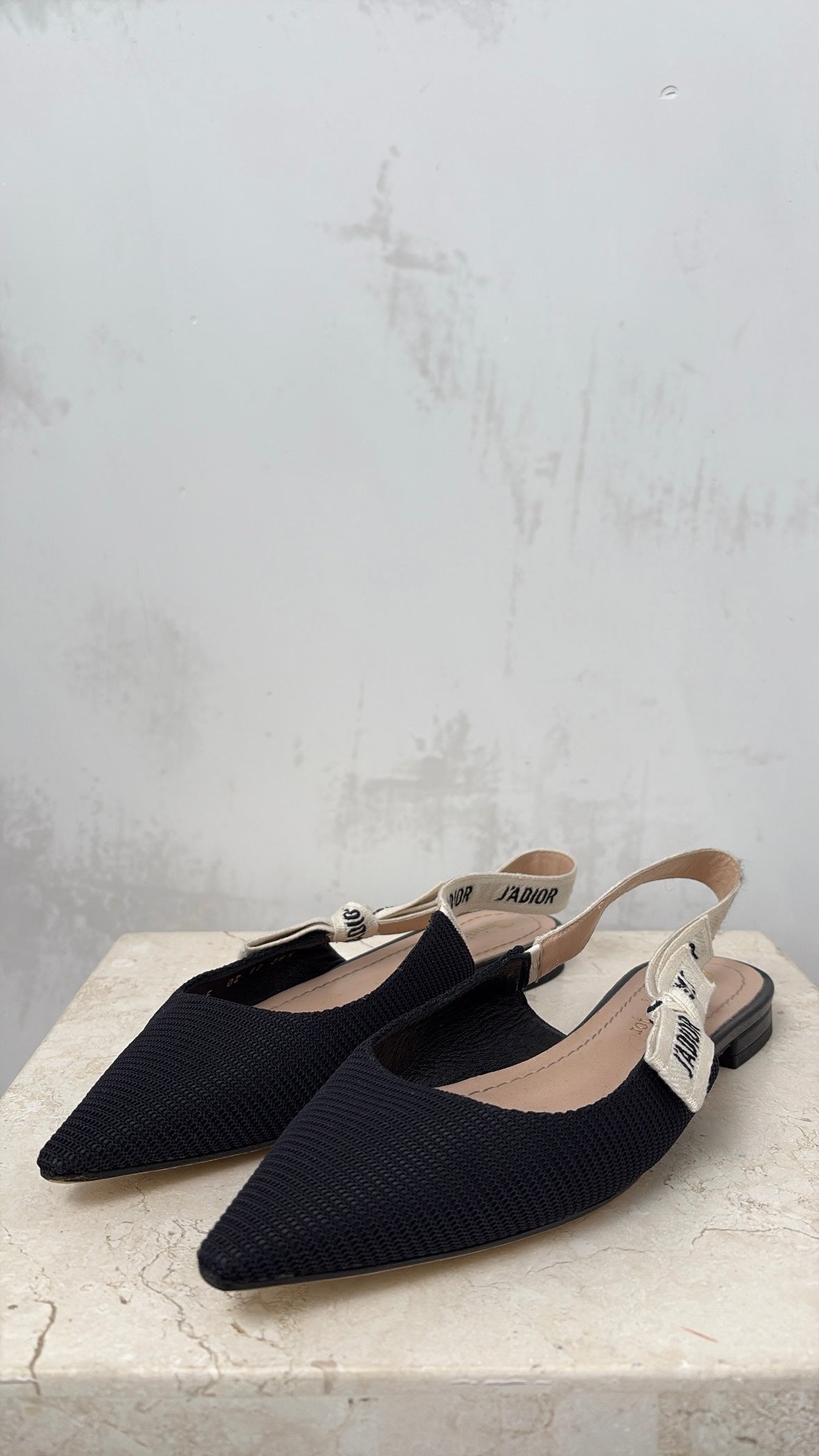 Dior Black Technical J'adior Slingback Flats, 36.5