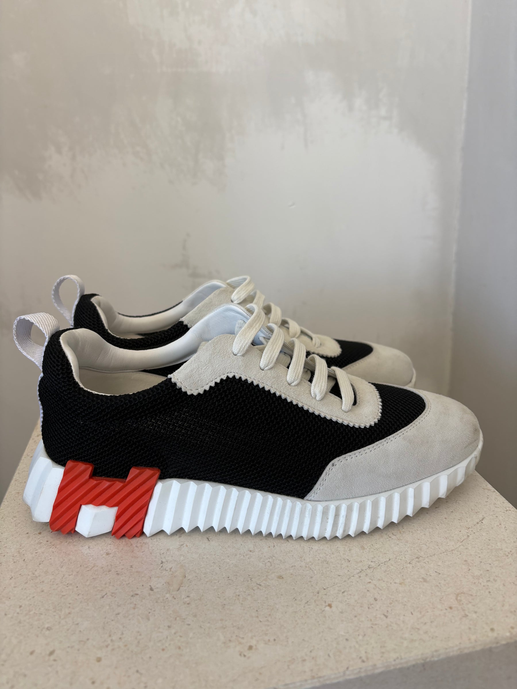 Hermès Black and White Bouncing Sneaker, 39