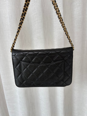 Chanel Wallet On A Chain Gold Harware In Black Caviar