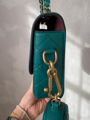 Chanel Multi Pouching Flap Bag With Coin Purse Green