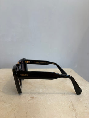 Valentino Garavani Black Overized Square V Logo Sunglasses