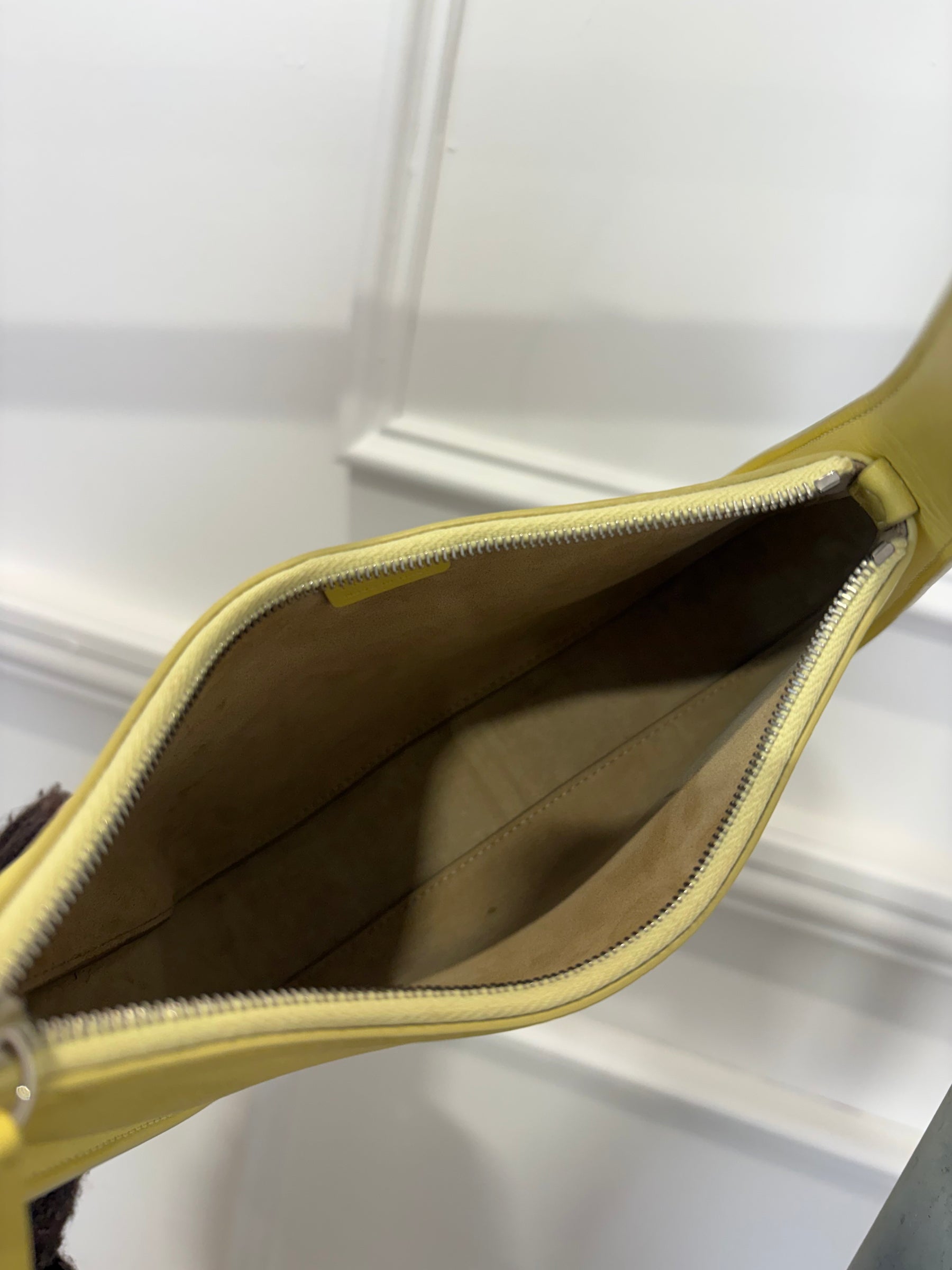 The Row Yellow Leather Half Moon Shoulder Bag