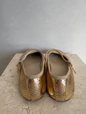 Celine Gold Python Embossed Ballet Flats, 39
