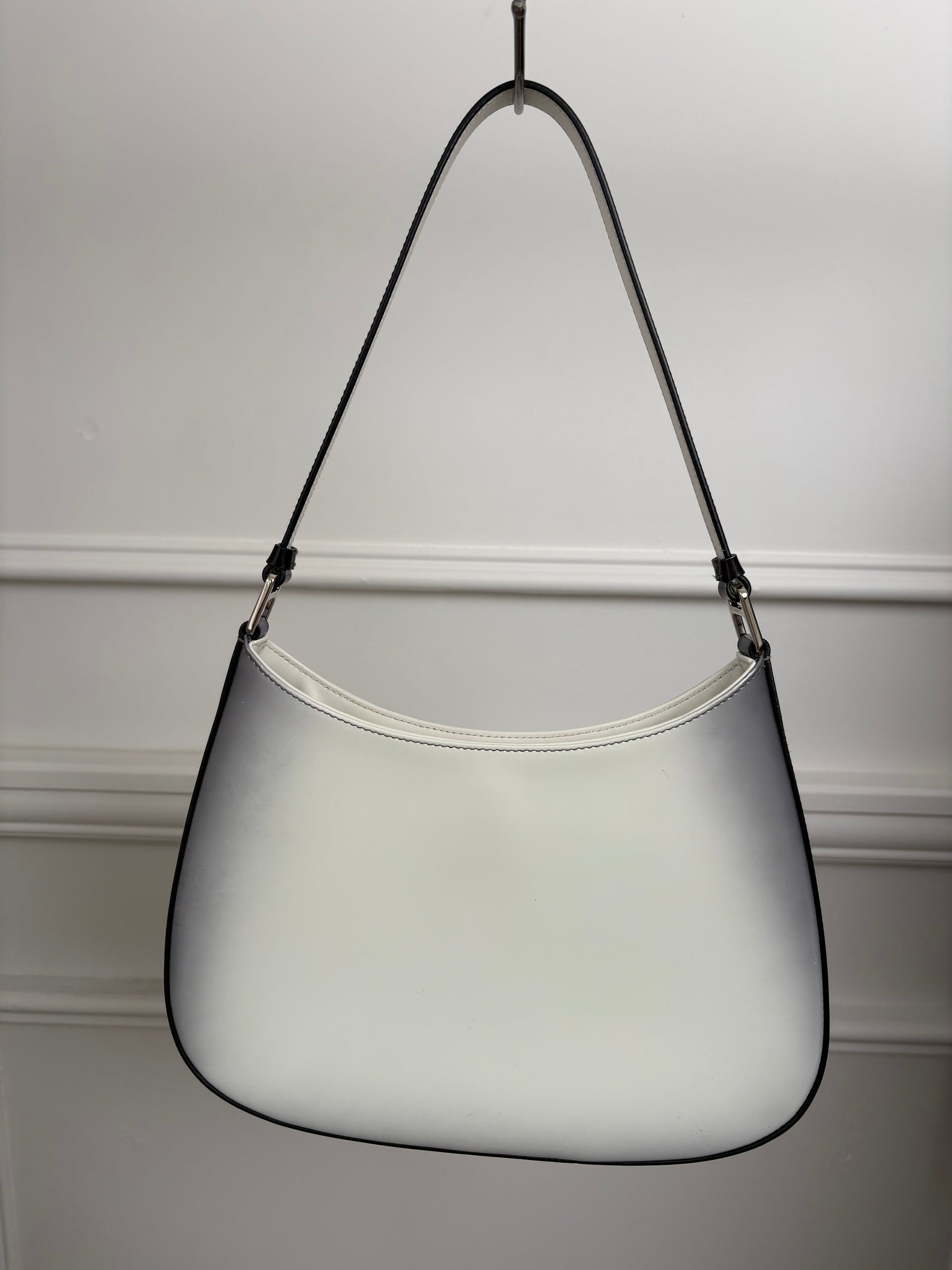 Prada White and Black Ombre Burshed Leather Cleo Bag