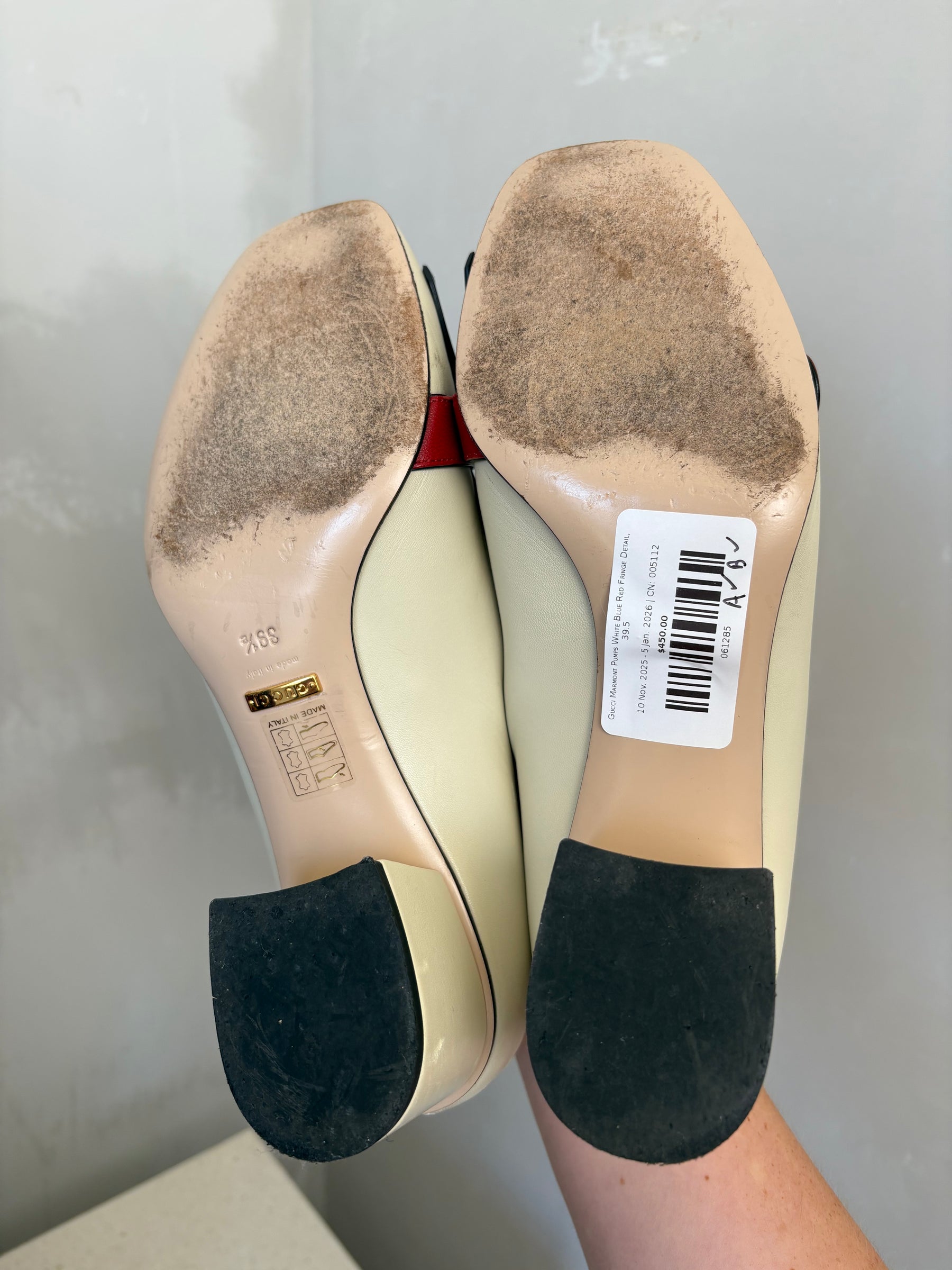 Gucci Marmont Pumps White Blue Red Fringe Detail, 39.5