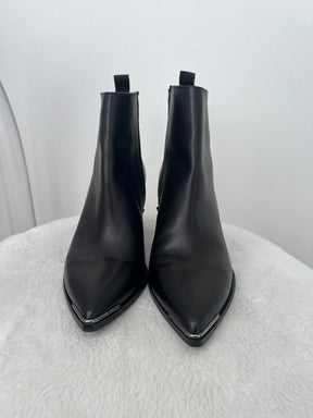 Acne Black Leather Pointed Ankle Boots, 38