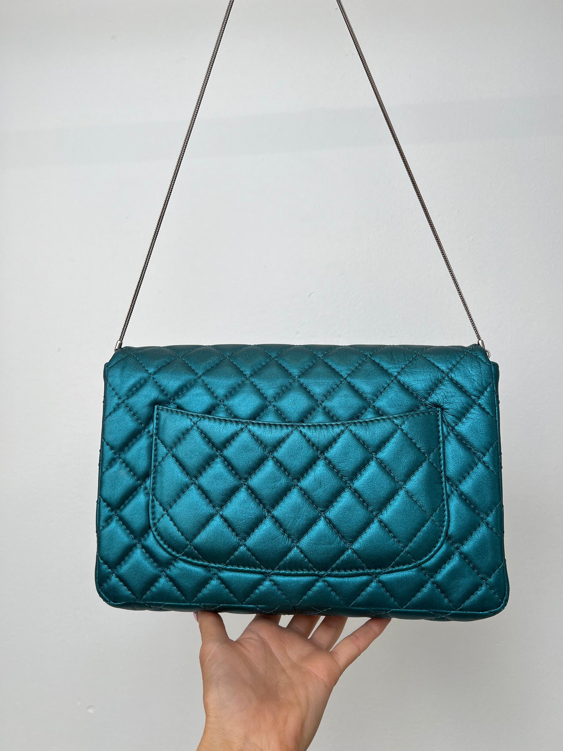 Chanel Metalic Teal Quilted Leather Reissue 2.55