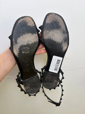 Valentino Garavani Black Leather Rockstud Sandals, 37