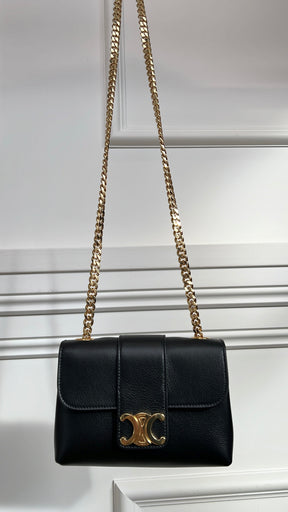 Céline Black Leather Triomphe Mini Victoire Bag
