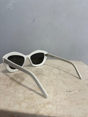 Saint Laurent White Acetate Cat Eye Sunglasses
