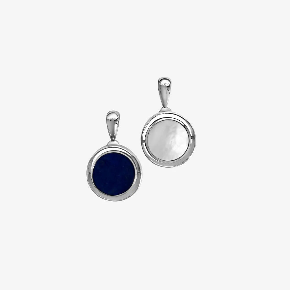 Goldie Paris White Gold Mother of Pearl and Lapis Reversible Pendant