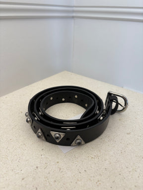Isabel Marant Black Leather Triangle Studded Belt, 90