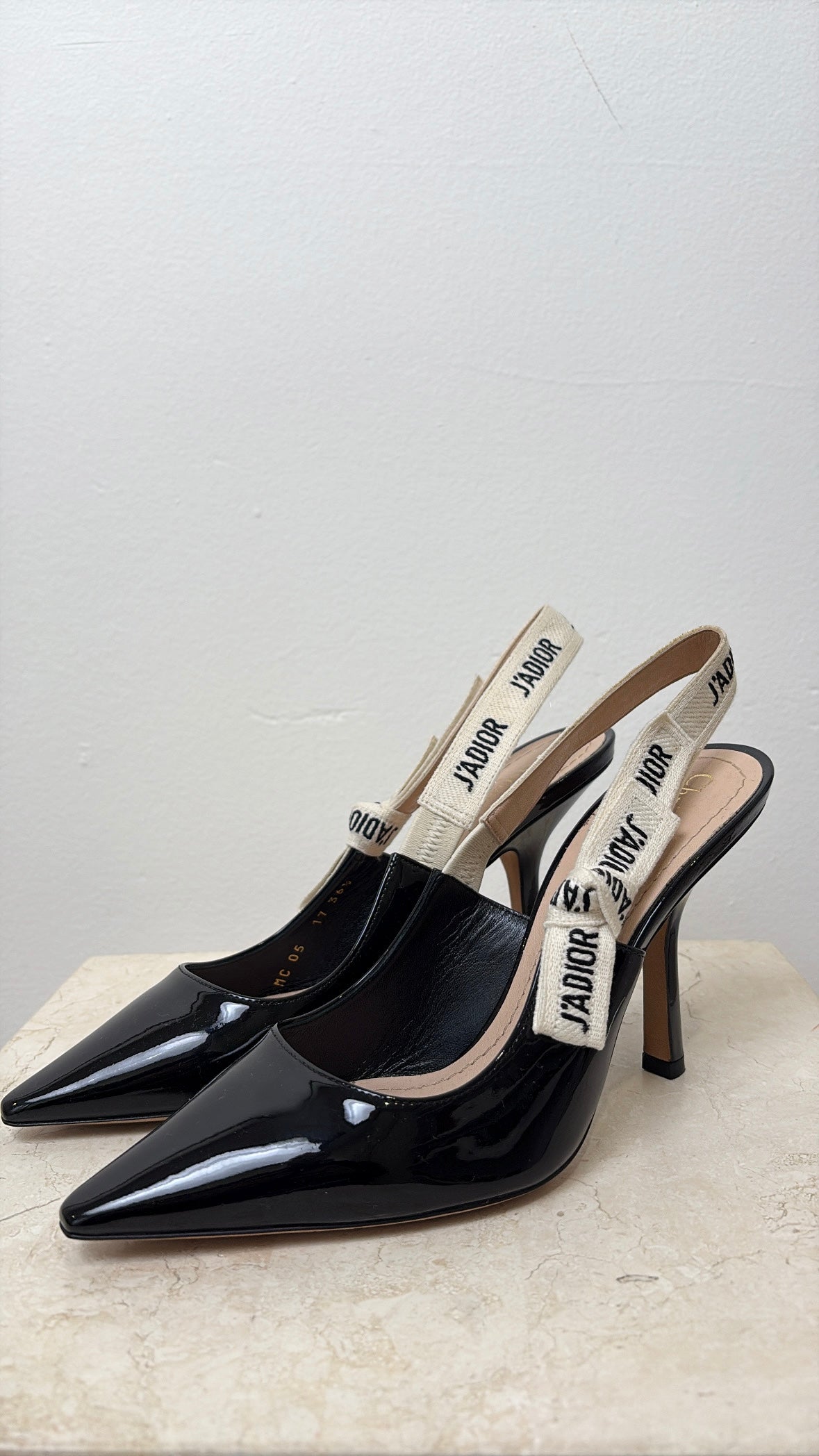 Dior Black Patent Leather J'adior Sling Backs, 36.5 D
