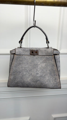 Fendi Blue Denim Effect Leather Mini Peekaboo