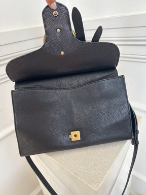 Gucci GG Marmont  Small Top Handle Bag In Black Grain Leather