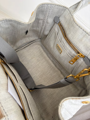 Prada Light Grey Denim Canapa Tote