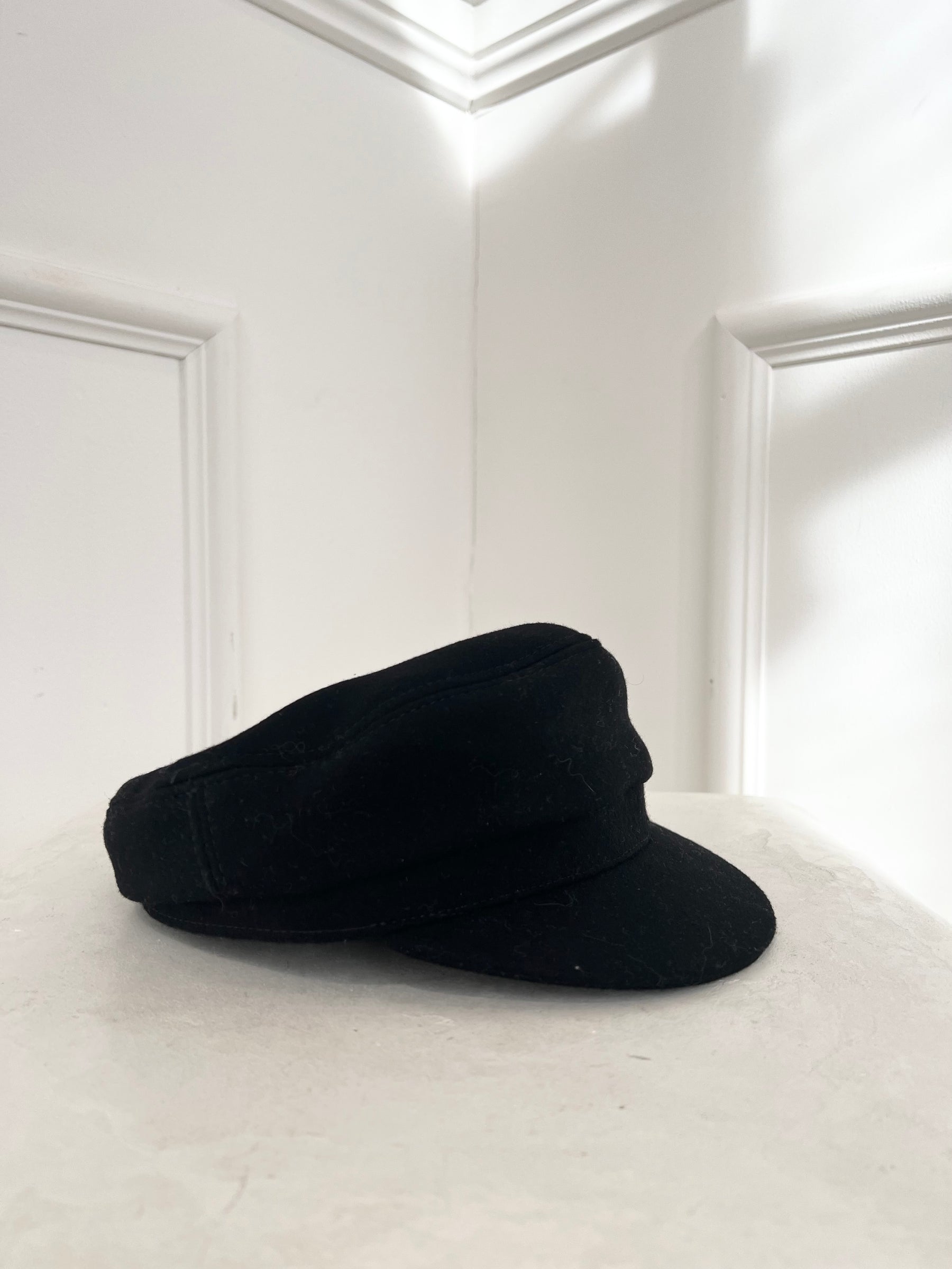 Isabel Marant Black Wool Blend Baker Boy Cap, 57