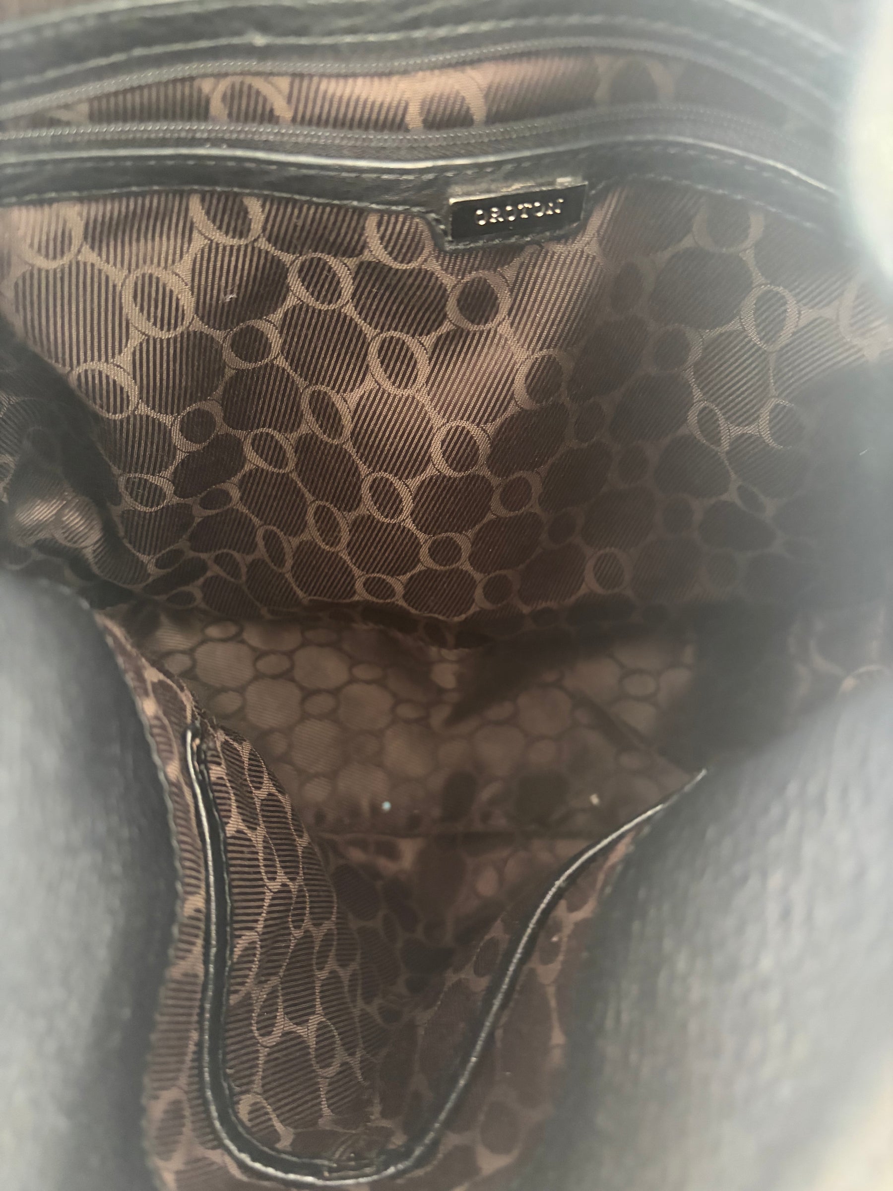 Oroton Black Leather Silver Hardware Hobo Bag