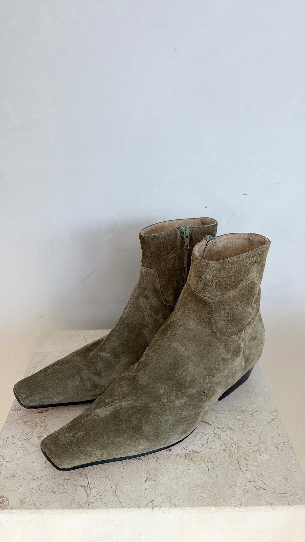 Khaite Sage Suede Ankle Boots, 40
