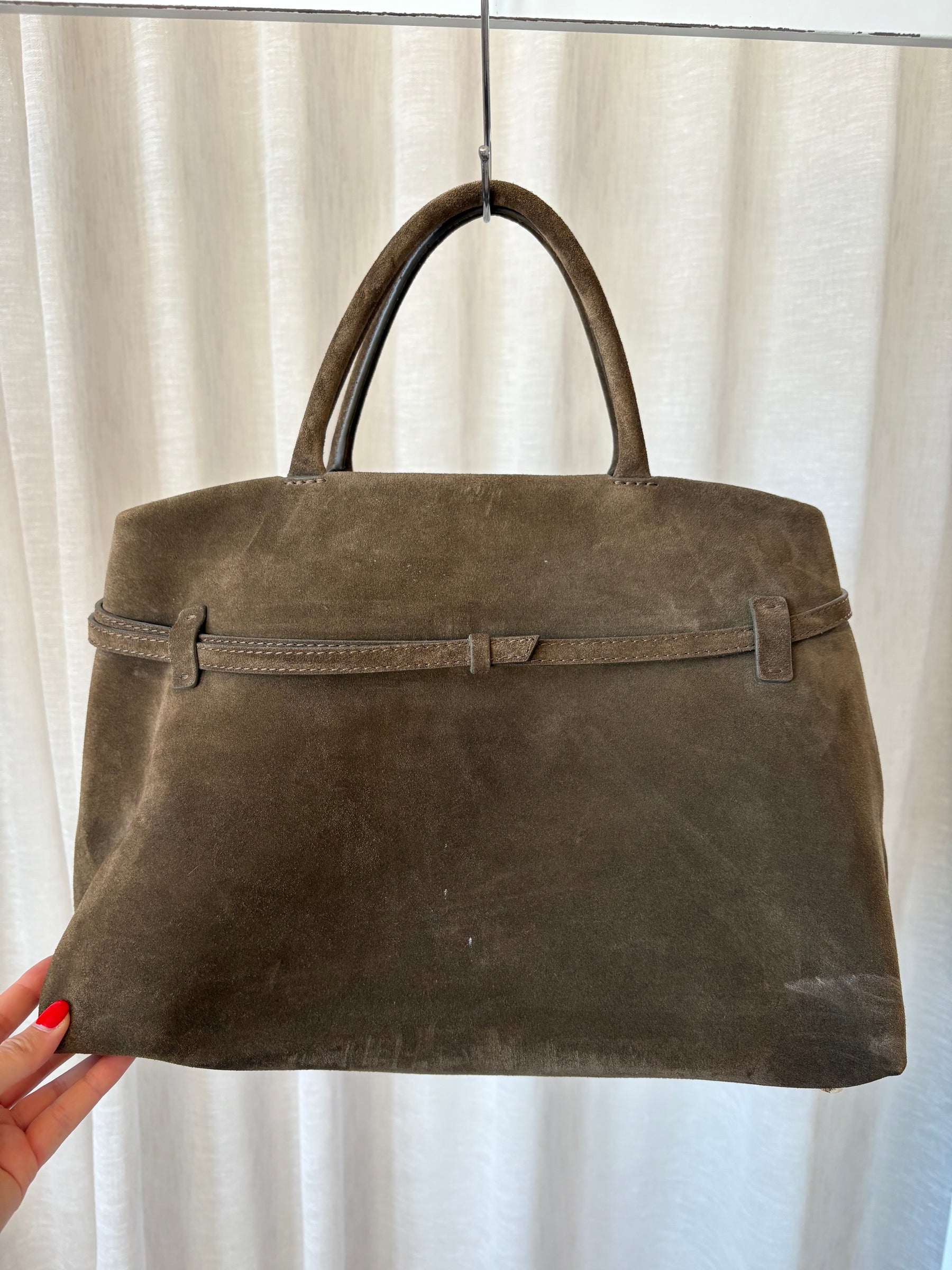 Manu Atelier Dark Taupe Suede Le Cambon 40 Tote Bag