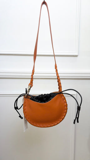 Chloe Orange Leather Braided Mate Crossbody Bag